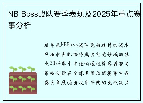 NB Boss战队赛季表现及2025年重点赛事分析
