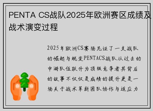 PENTA CS战队2025年欧洲赛区成绩及战术演变过程